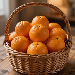 Апельсины в корзинке, генерация, много апельсинов